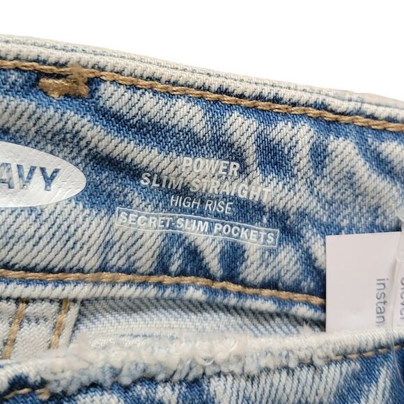Old Navy Power Slim Straight High Rise Ankle Length Distressed Jeans Sz 14 - Picture 10 of 10